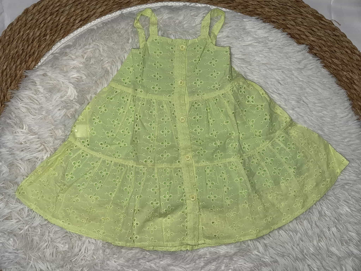 Tiered Green Dress – Girl (Button Front)