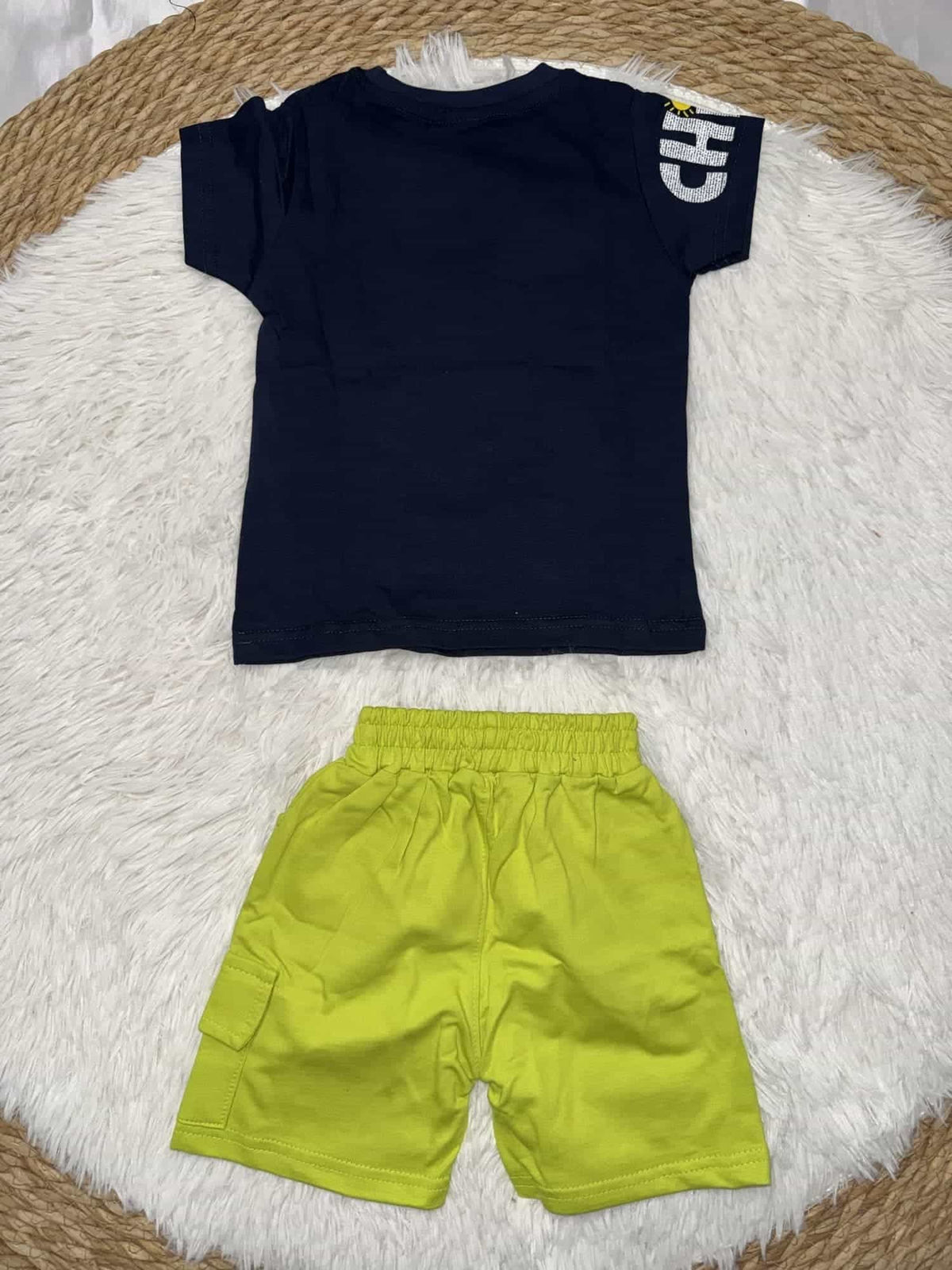 Summer Navy Shorts Set – Boy (Surf Graphic)