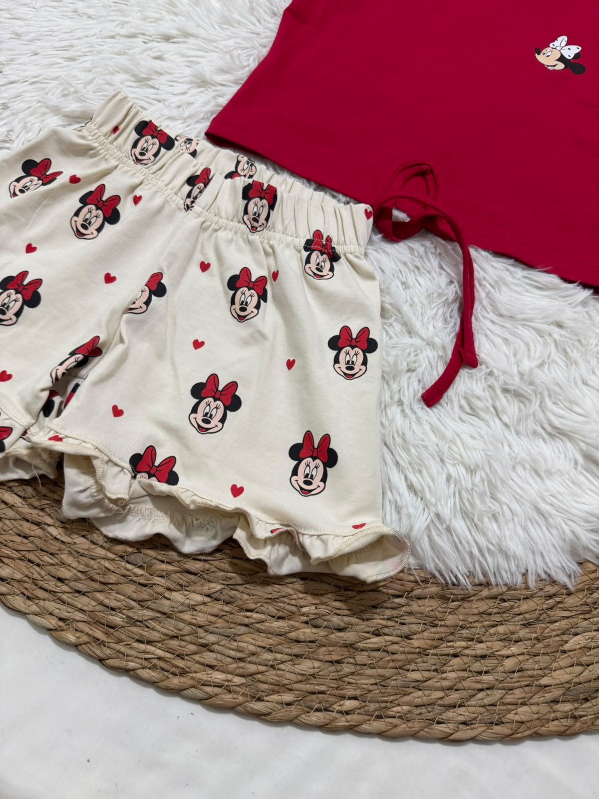 2-Pack Girls Summer Cotton Pajama Set – Cartoon Print T-Shirt & Shorts for Kids