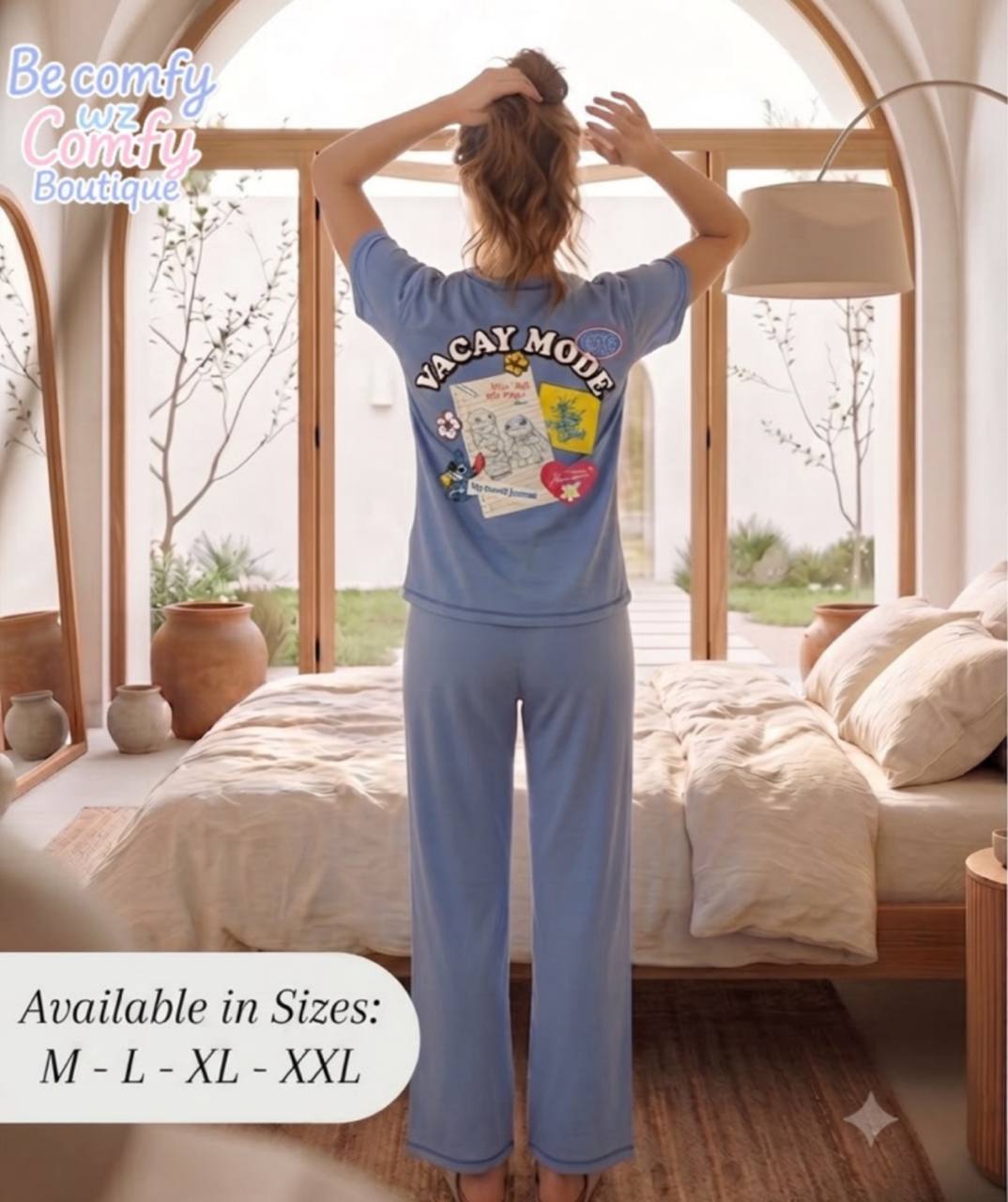 Stitch Women’s Summer Pajama Set – Soft Cotton Short Sleeve & Long Pants Sleepwear |SM6156A