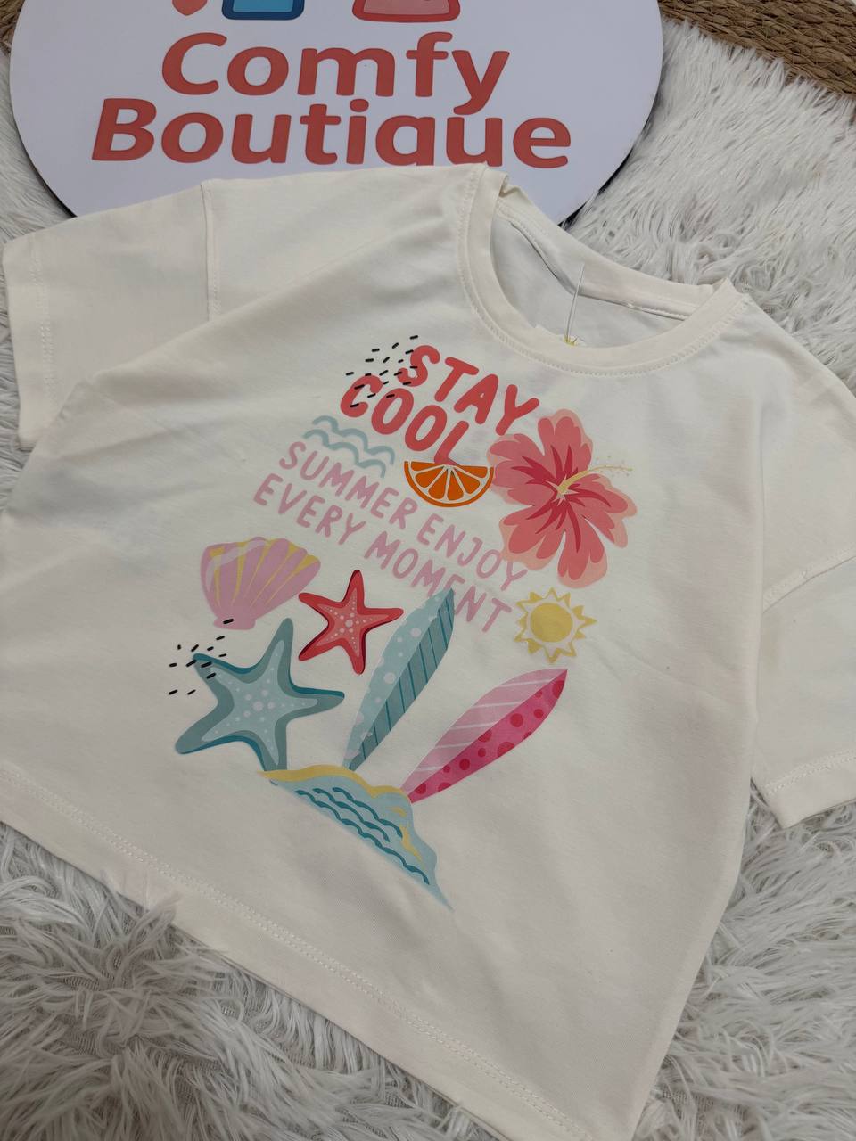 Girls Summer T-Shirt & Denim Shorts Set with Star Detail | HP002G