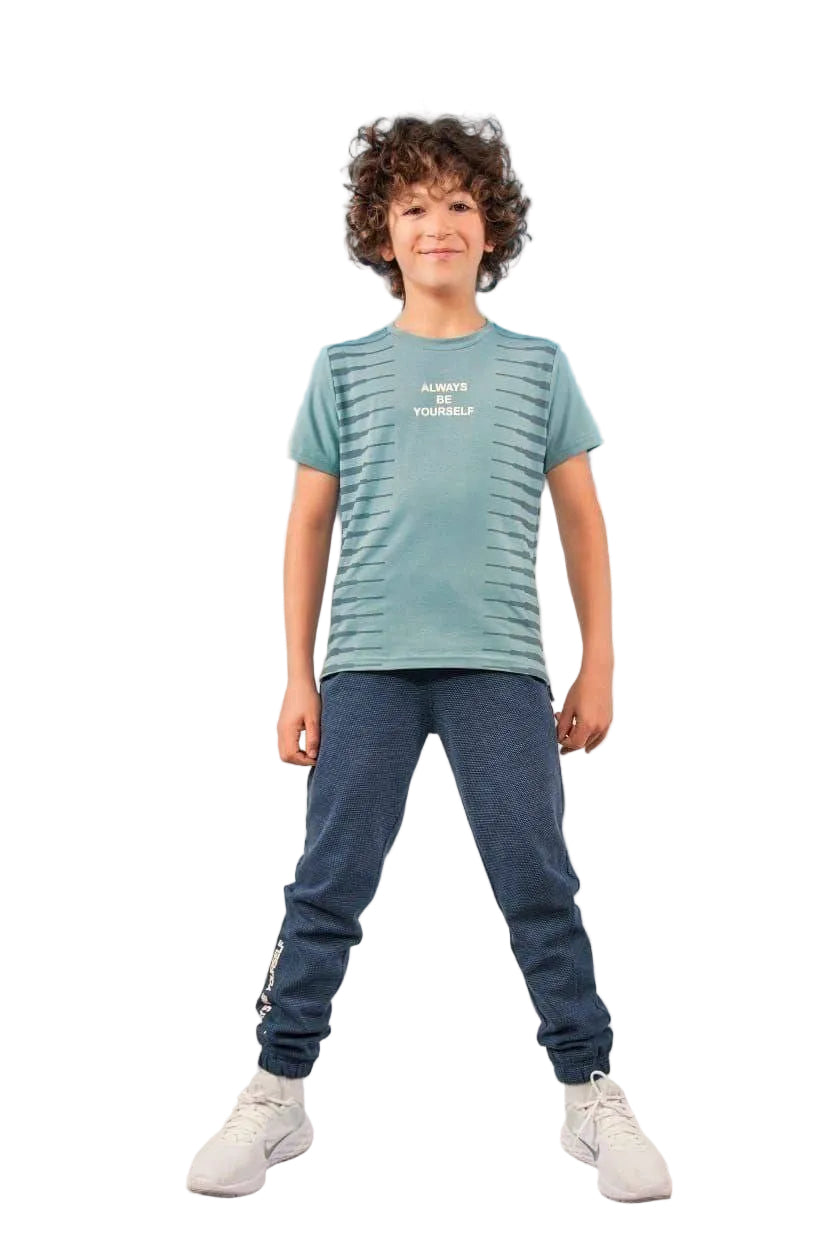 Kids’ Casual Sportswear Set – Striped T-Shirt & Comfortable Joggers