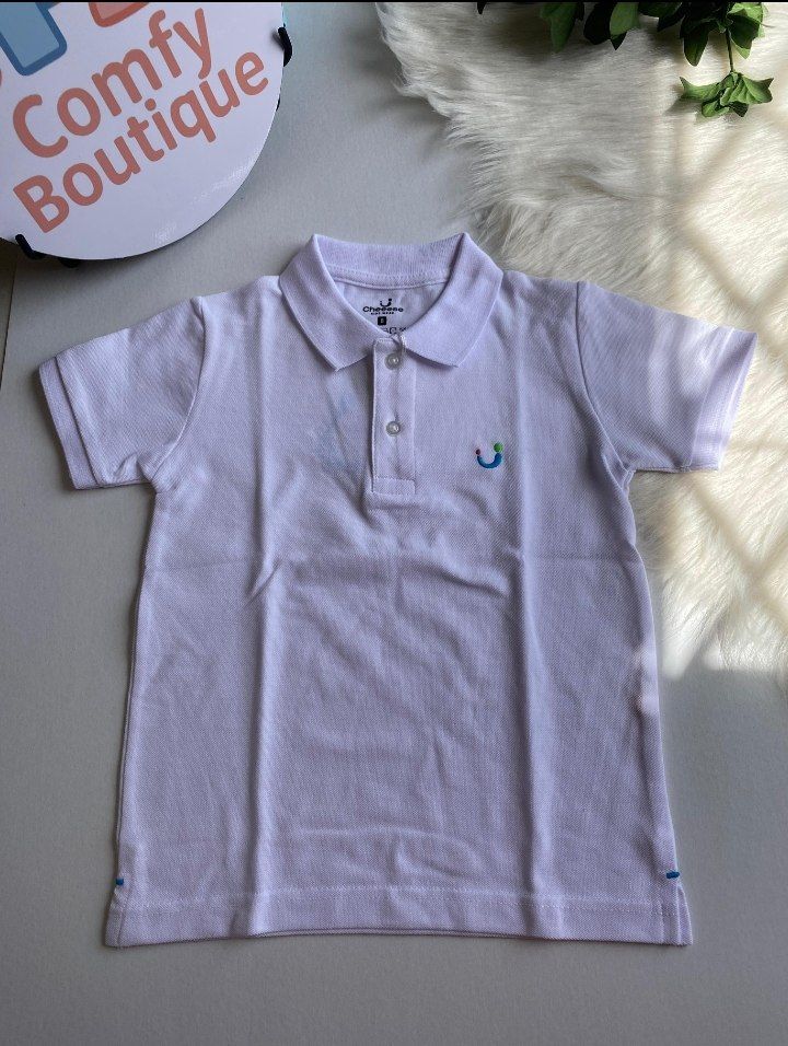 Kids’ Classic White Short Sleeve Polo Shirt – Smart Casual Cotton Top