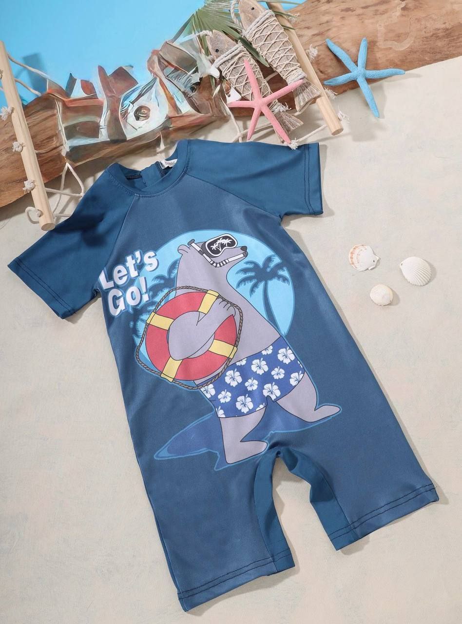 Let’s Go Shark Baby Romper | Cute Beach & Swim Outfit for Boys