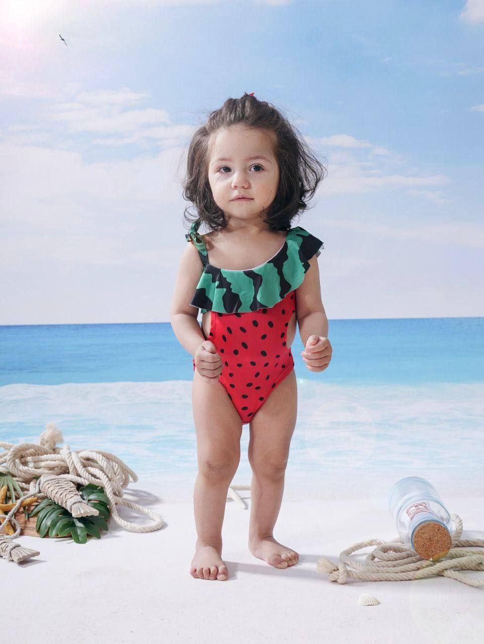 Baby Girls Watermelon One-Piece Swimsuit | Cute Ruffle Beach Swimwear