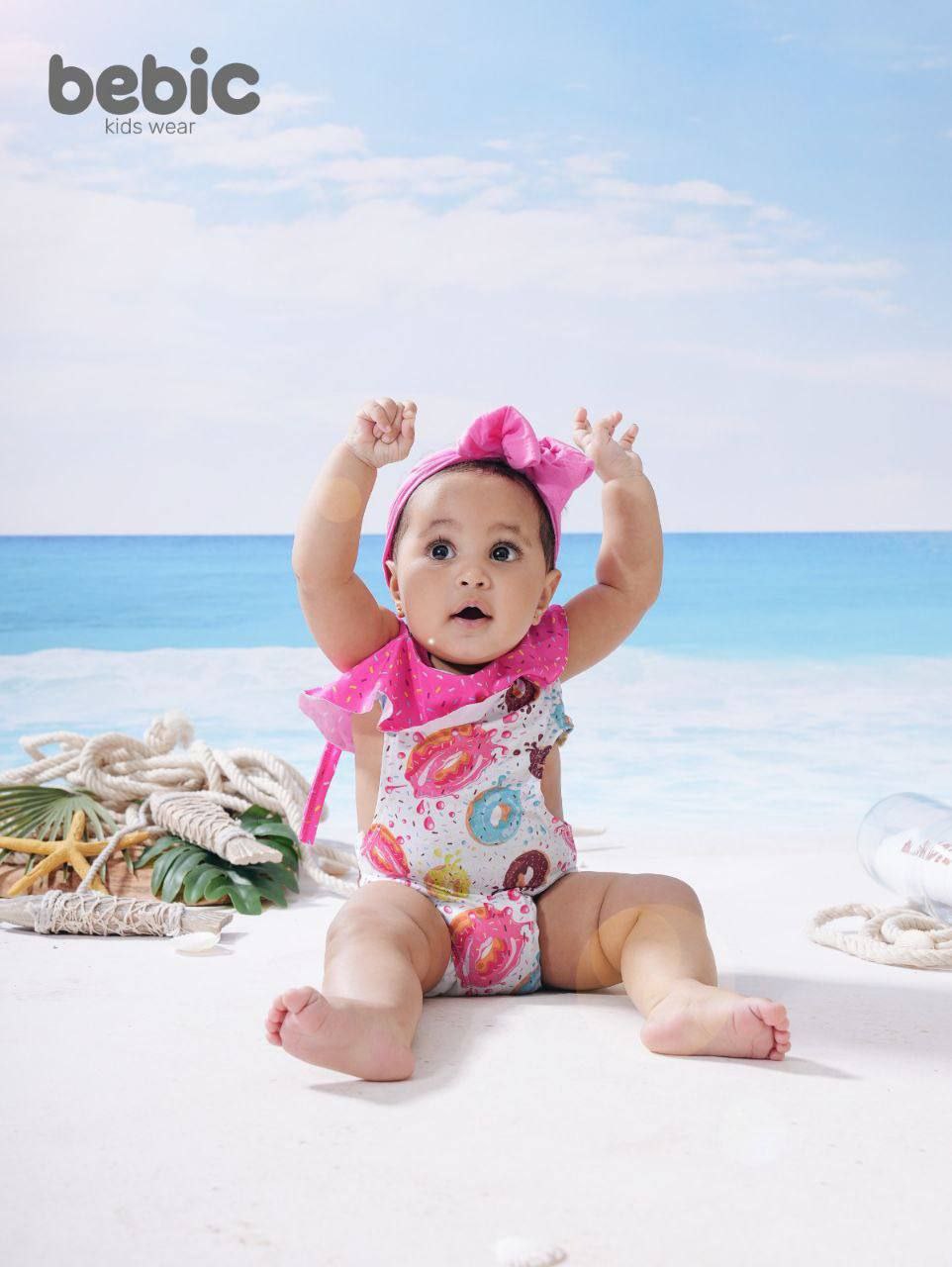 Baby Girls Donut Print One-Piece Swimsuit| Summer Beachwear