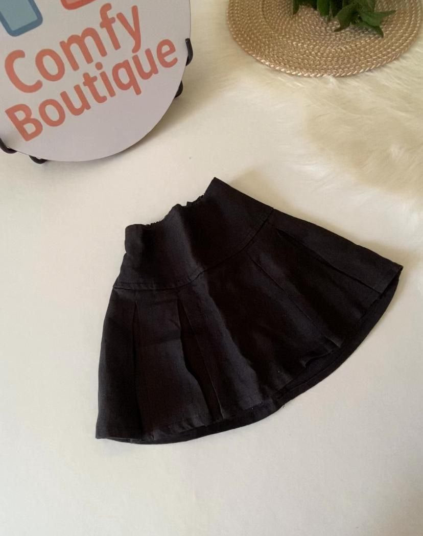 Girls’ Black Pleated Skirt – Classic A-Line Casual Skirt for Kids