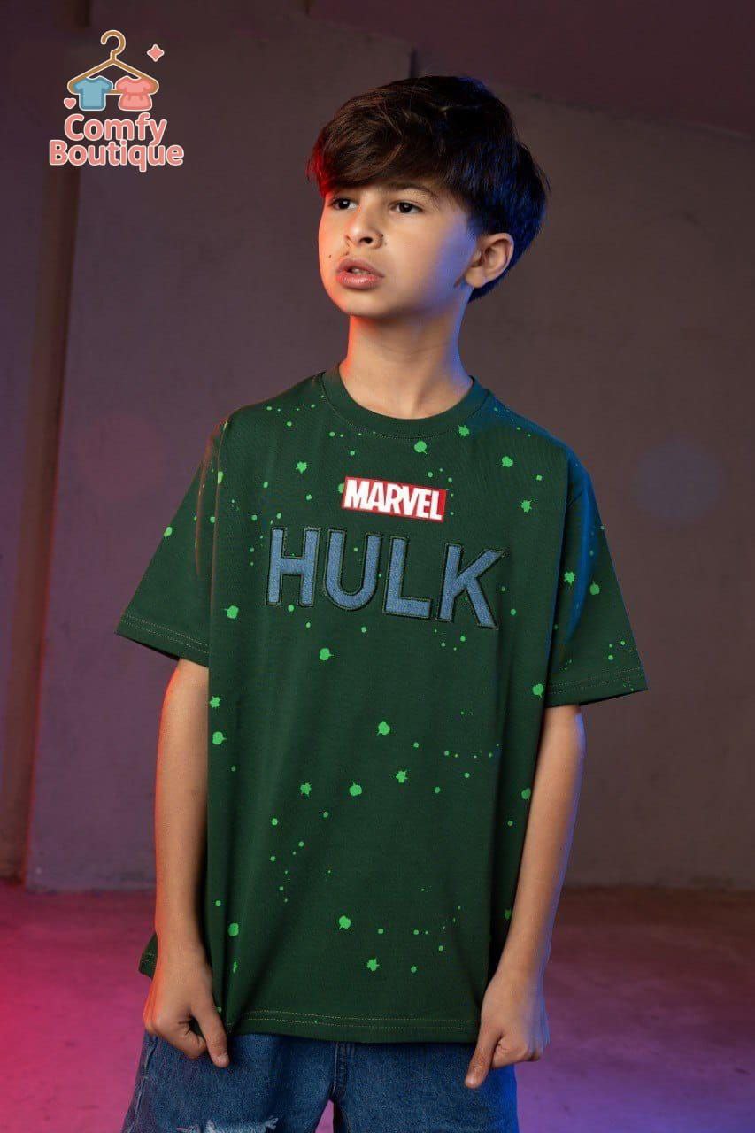 Marvel Hulk Boys Oversized T-Shirt – Green Splash Print