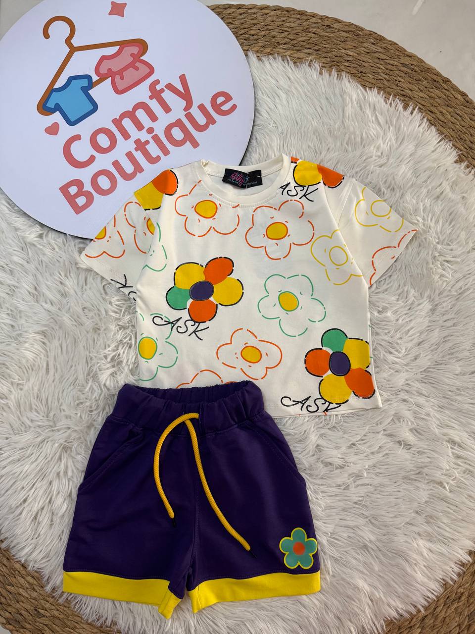 Bright Blossom Girls Matching Set