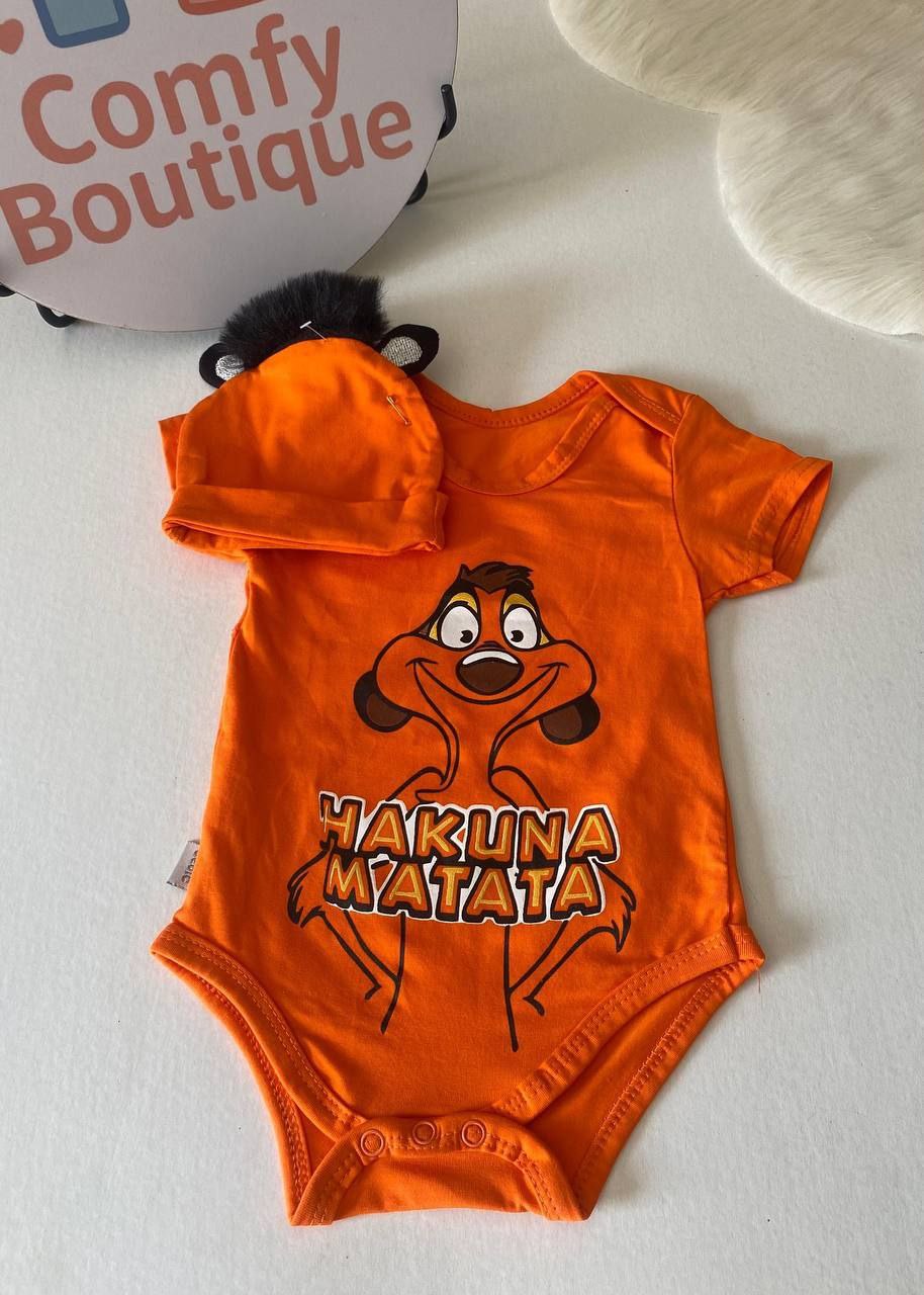 Hakuna Matata Baby Bodysuit & Hat Set π¦π§‘