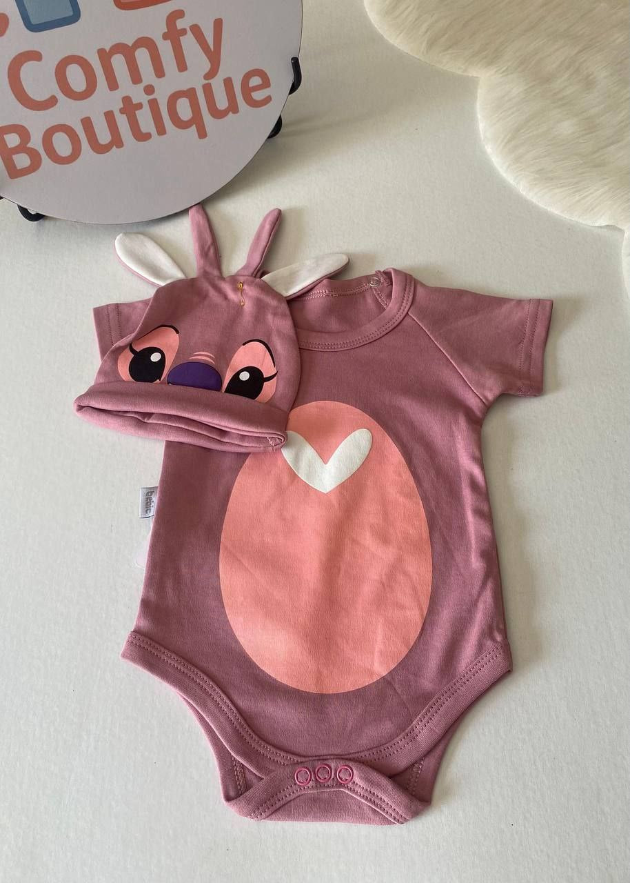 Cute Bunny Baby Bodysuit with Matching Bunny Hat Set π°πΆ