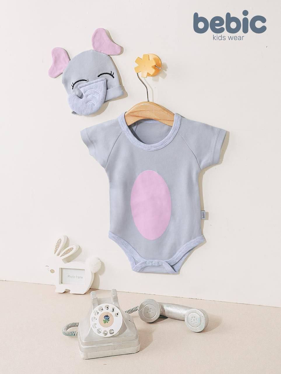 Baby Elephant Bodysuit with Matching Hat β Soft Cotton Newborn Set ππ