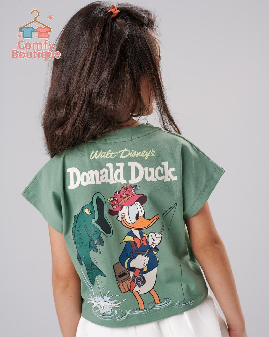 Girls Donald Duck Oversized T-Shirt – Cotton Summer Graphic Tee | JM9064