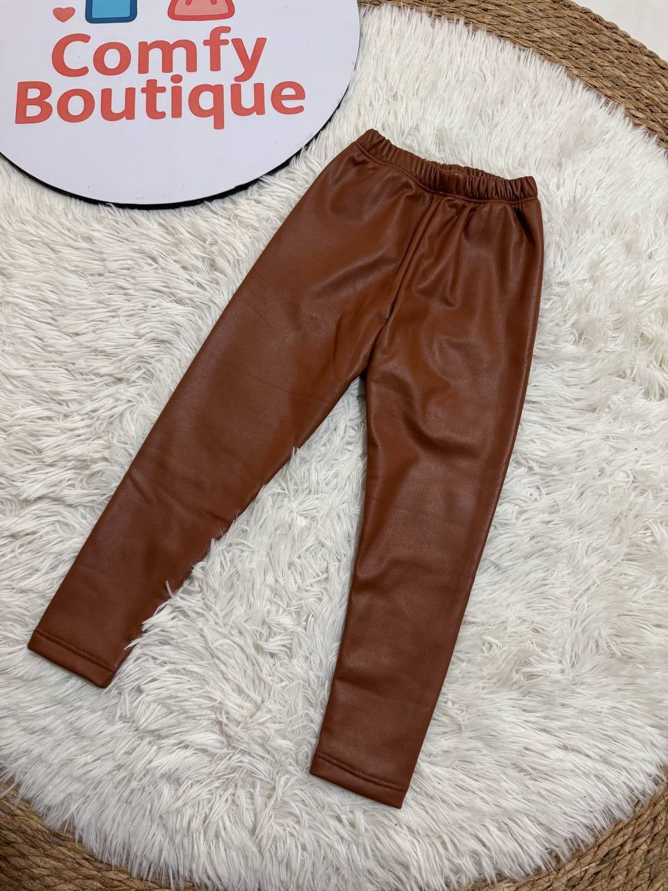 Girls' Ruffle Sweatshirt & Faux Leather Pant Two-Piece Set