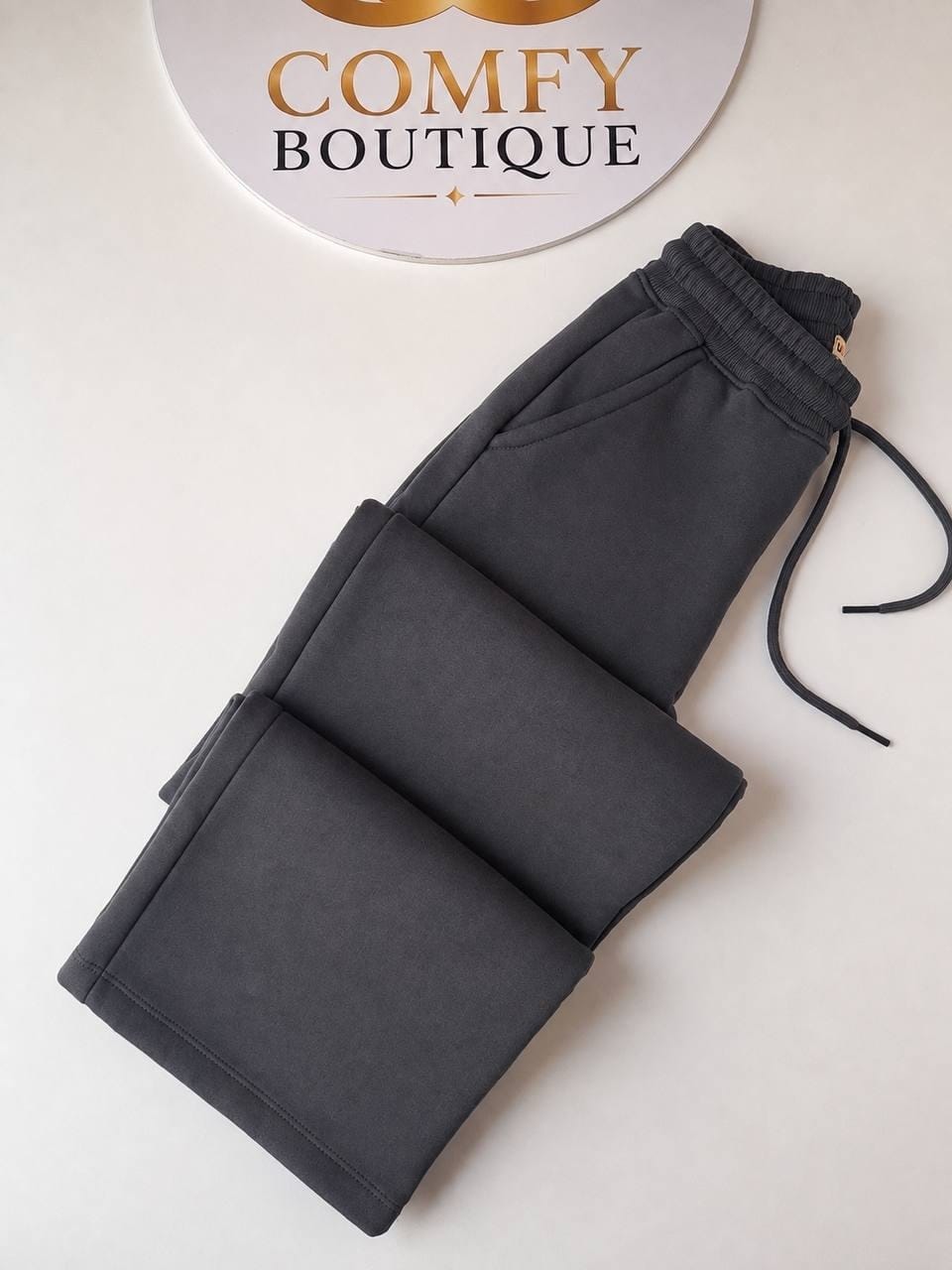 Kids’ Wide-Leg High-Waisted Drawstring Sweatpants – Comfortable Casual Trousers : CH021GR
