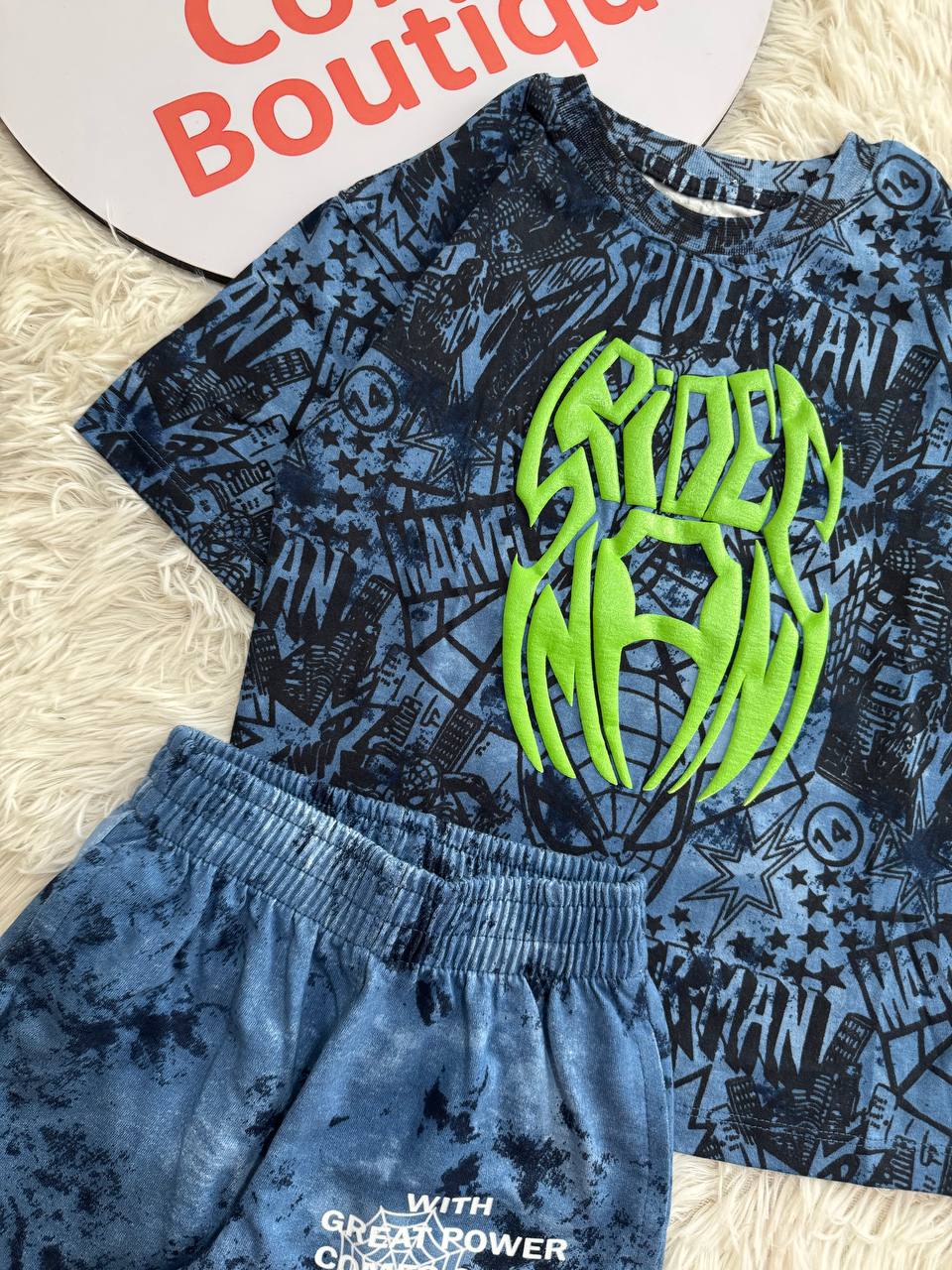 Boys Marvel Spider-Man Cotton T-Shirt & Shorts Set – Blue