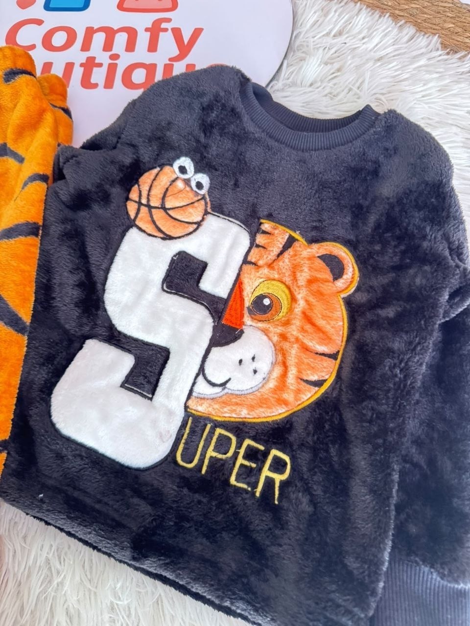 Boys’ Super Tiger Ultra-Soft Polar Fleece Pajama Set : ZM1-006G