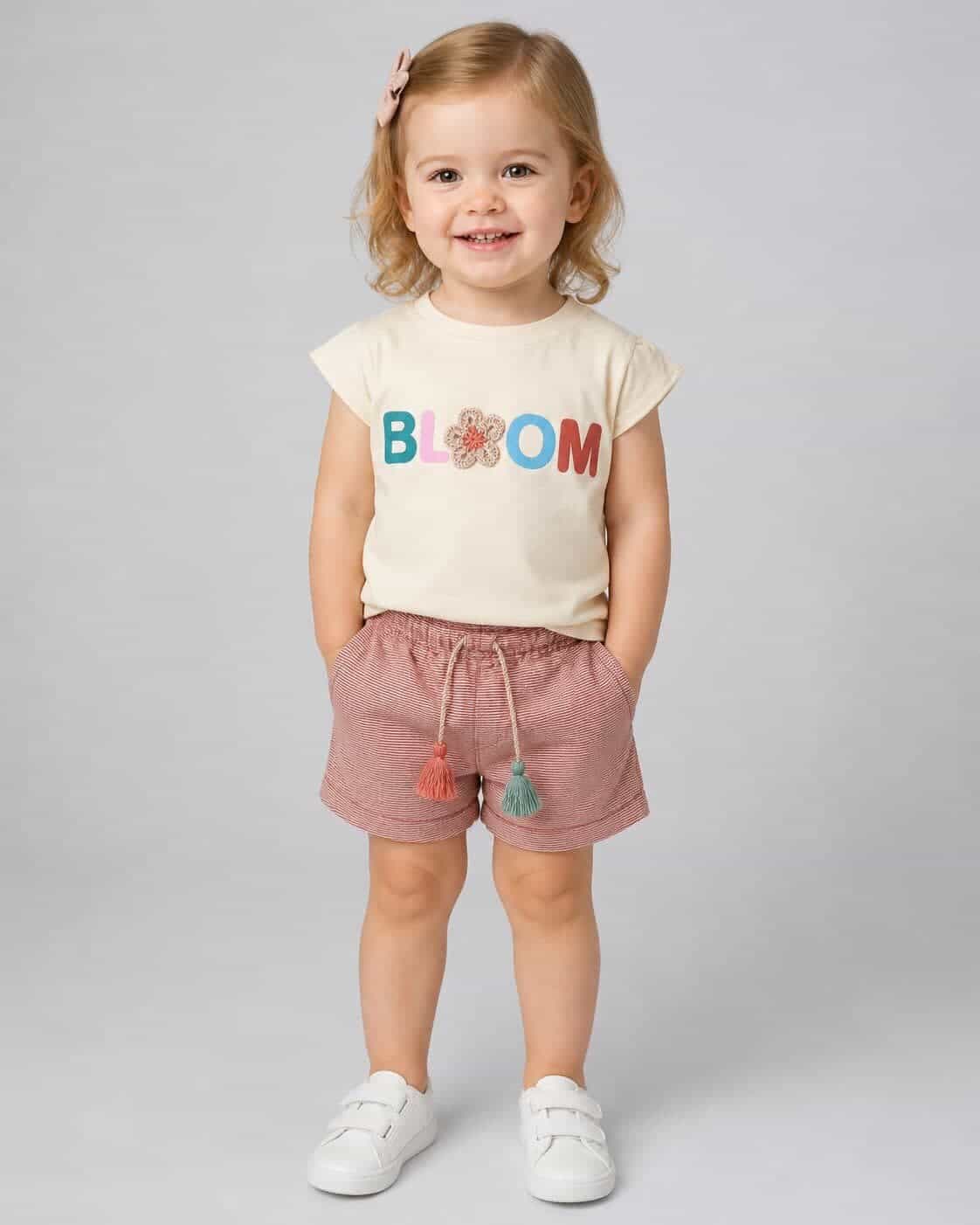 Bloom Pink Shorts Set – Girl (Floral Lettering)