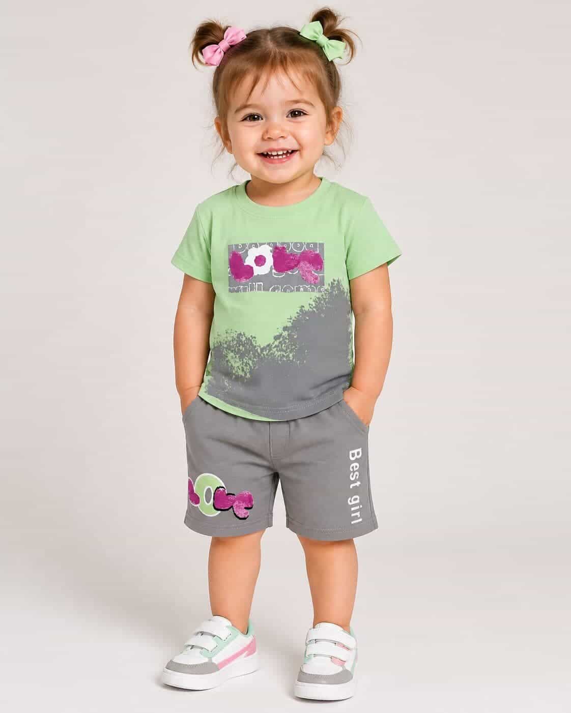 Best Girl Green Shorts Set – Girl (Best Girl Text)