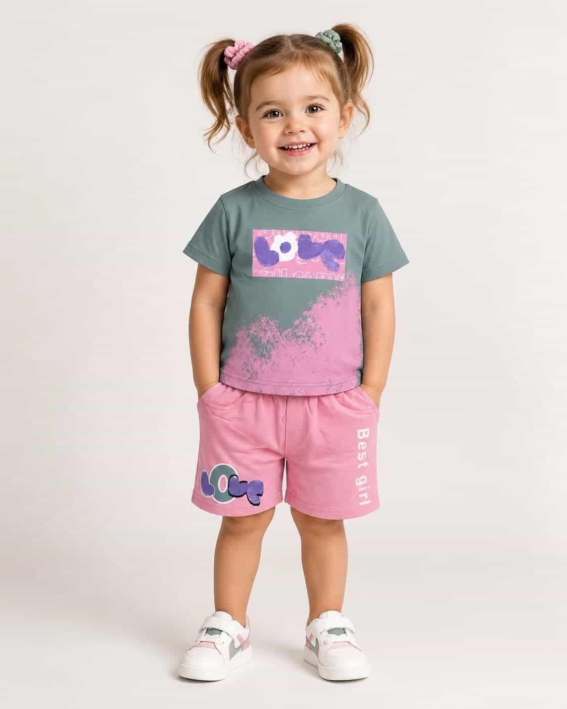Best Girl Pink Shorts Set – Girl (Best Girl Text)