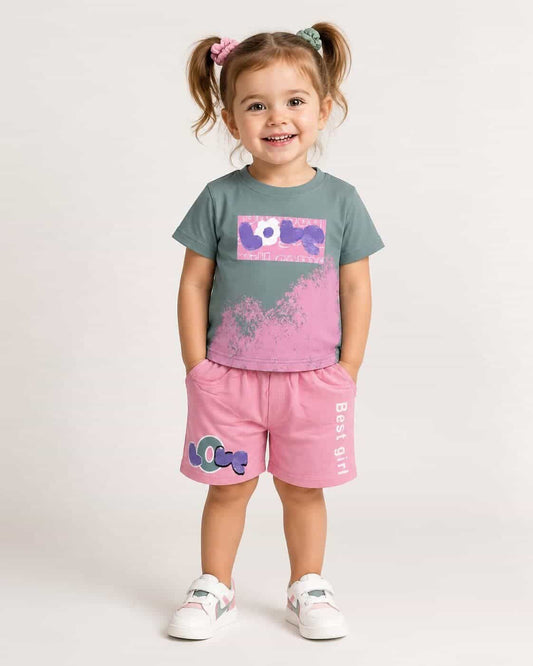 Best Girl Pink Shorts Set – Girl (Best Girl Text)