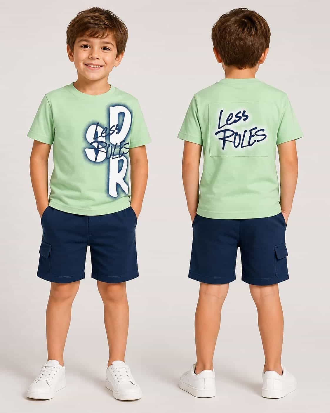 Less Rules Mint Shorts Set – Boy (Front Graphic)