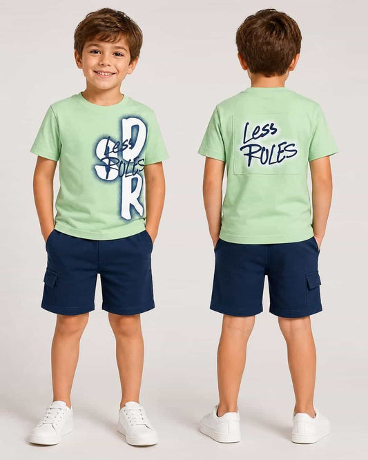 Less Rules Mint Shorts Set – Boy (Front Graphic)