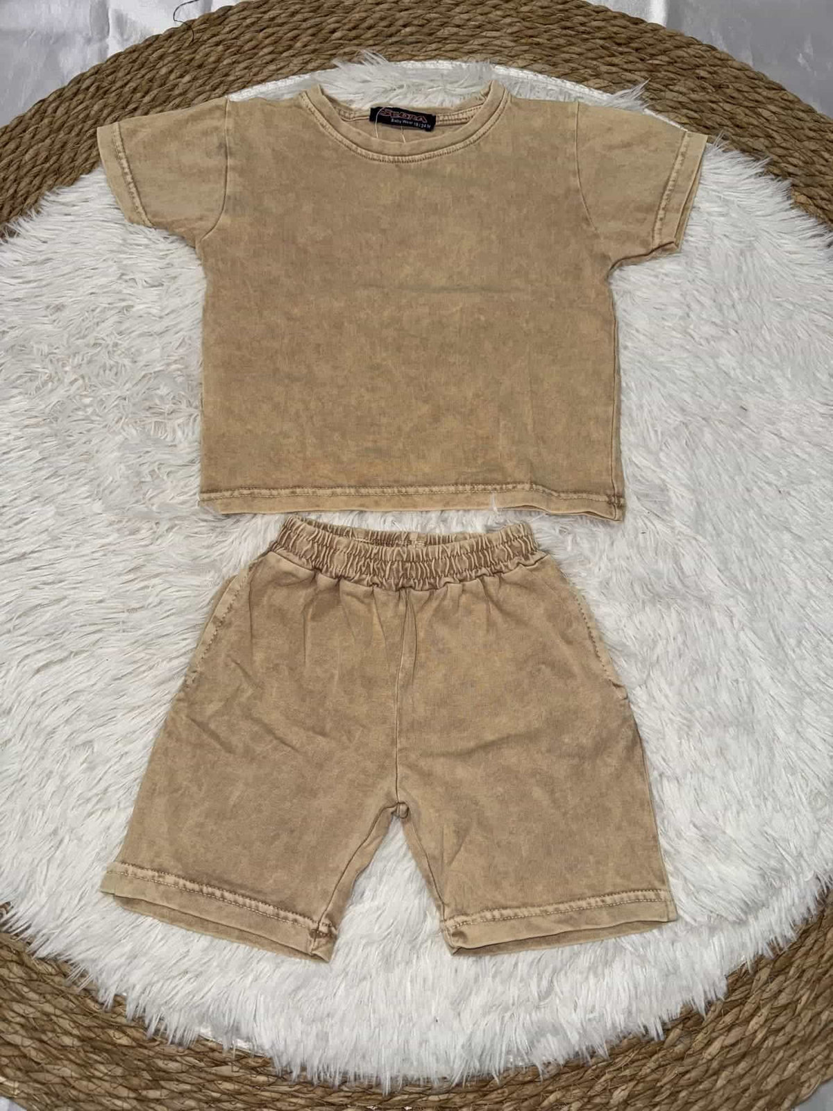 Washed Beige Shorts Set – Boy (Tonal Set)