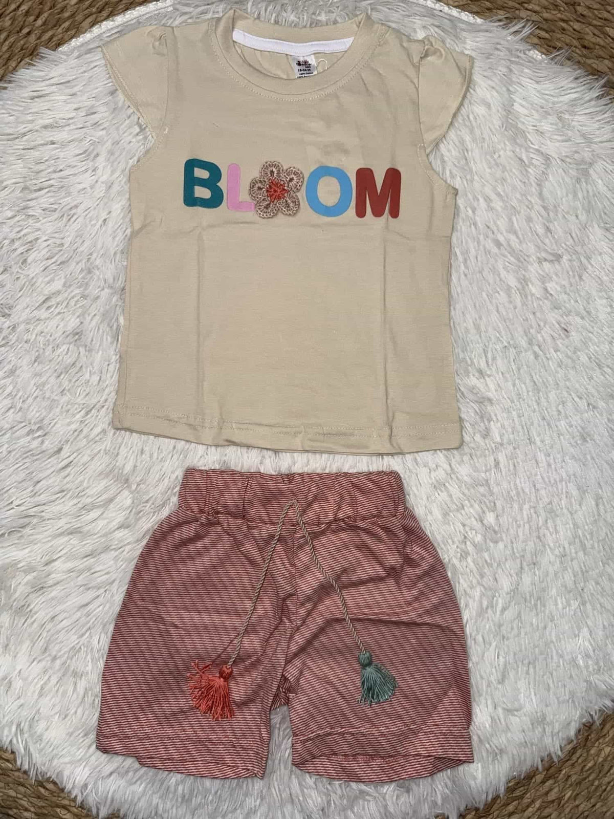Bloom Pink Shorts Set – Girl (Floral Lettering)