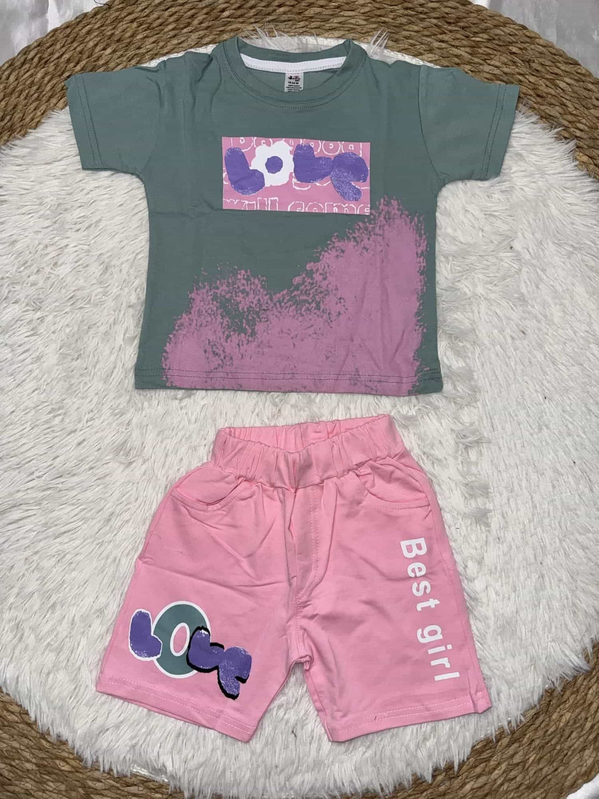 Best Girl Pink Shorts Set – Girl (Best Girl Text)