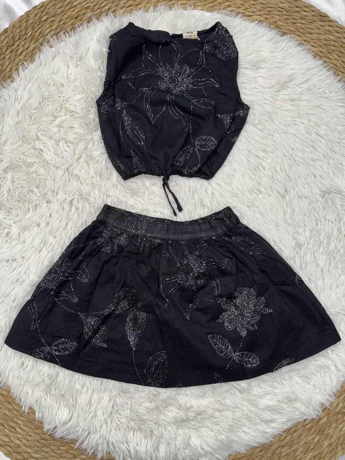 Black Skirt Set – Girl (Floral Skirt)