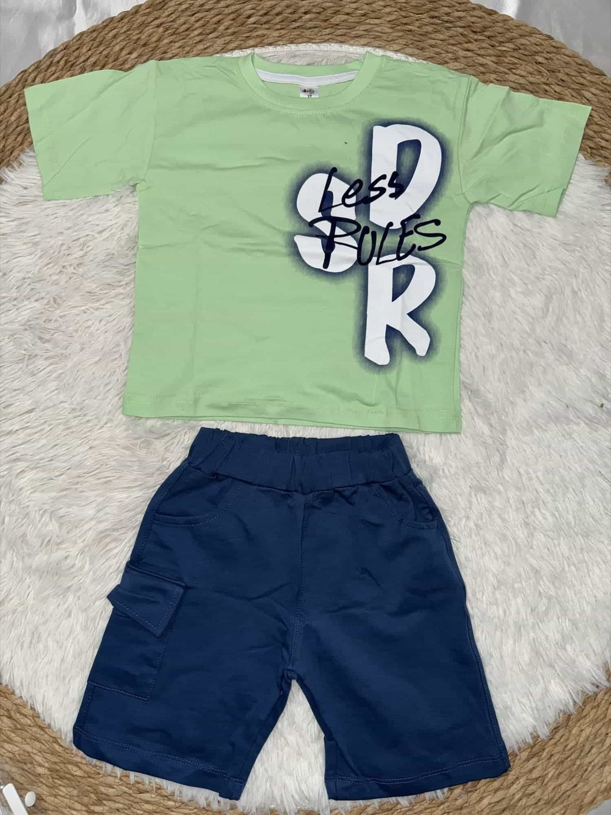 Less Rules Mint Shorts Set – Boy (Front Graphic)