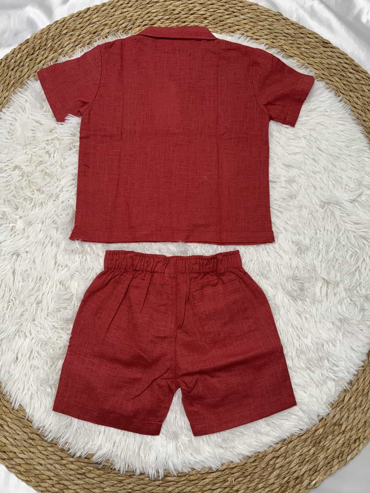 Red Short Set – Boy (Button Shirt)