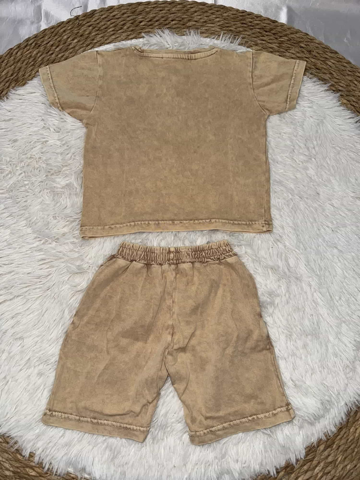 Washed Beige Shorts Set – Boy (Tonal Set)