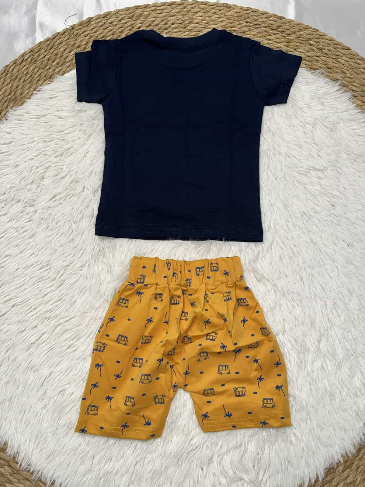 Adventure Navy Shorts Set – Boy (Bus Graphic)