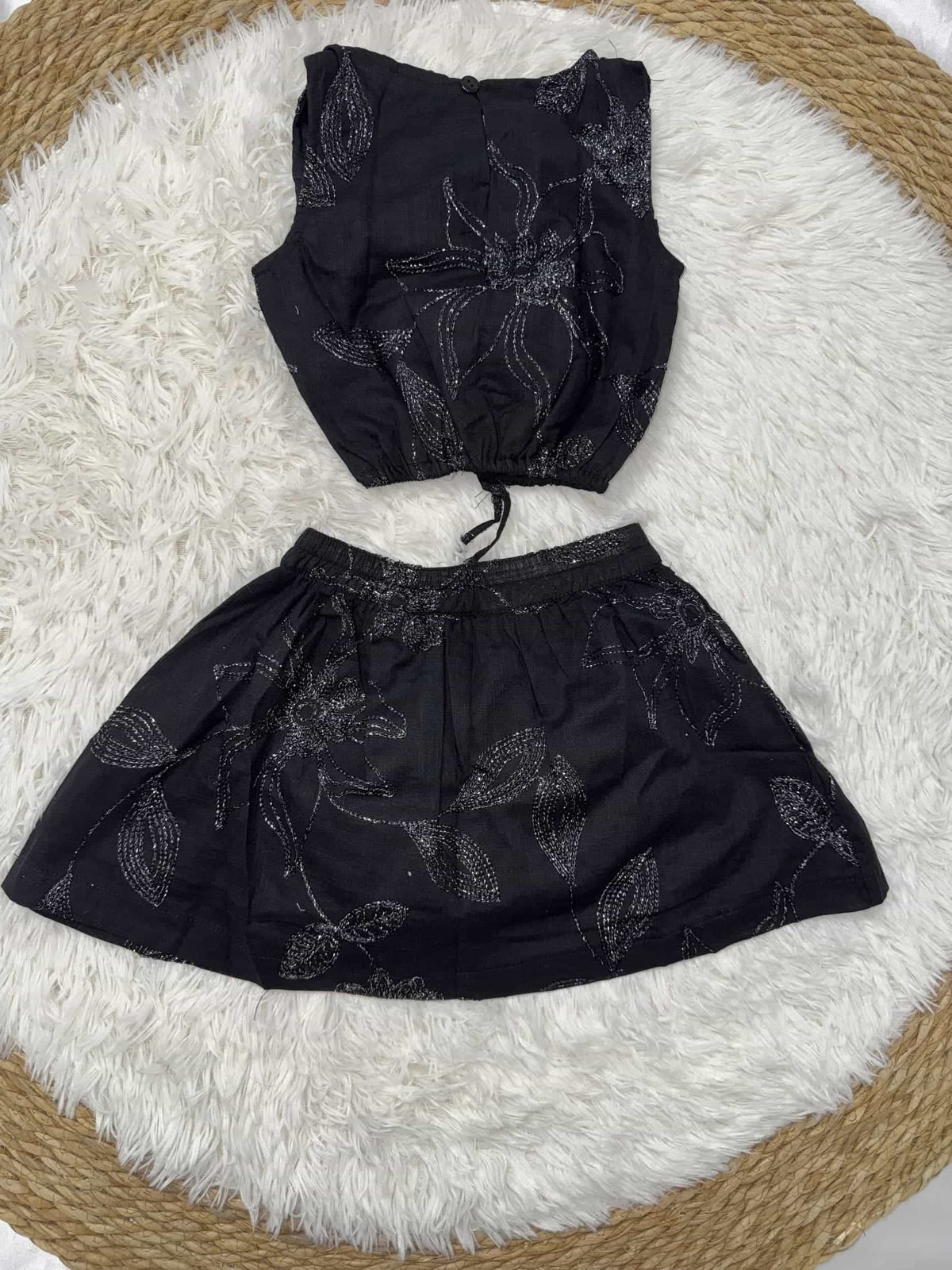 Black Skirt Set – Girl (Floral Skirt)