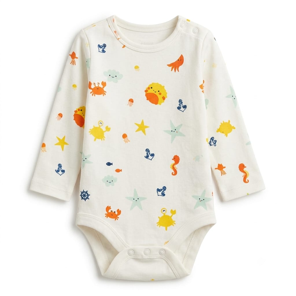 Baby 4-Piece Long Sleeve Bodysuits Set – Soft Cotton, Cute Prints : VA1-002