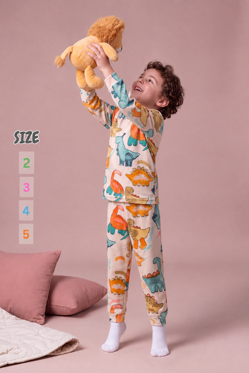 Boys' Dinosaur Soft Velvet Pajama Set : BK1-003B