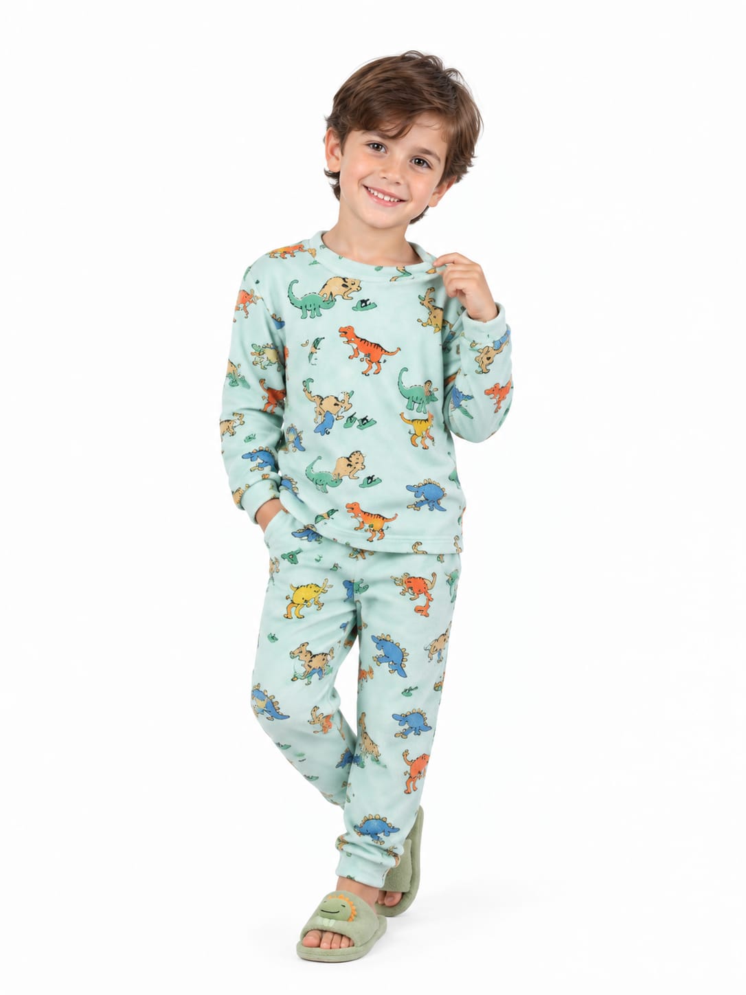 Boys Dinosaur Pajama Set | Long Sleeve Cozy Sleepwear : DB1-002B