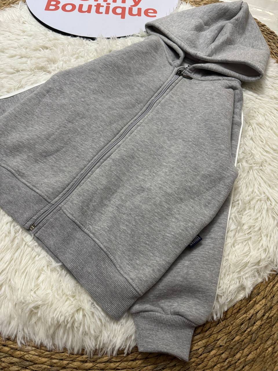 Grey Zip-Up Hoodie & Jogger Set