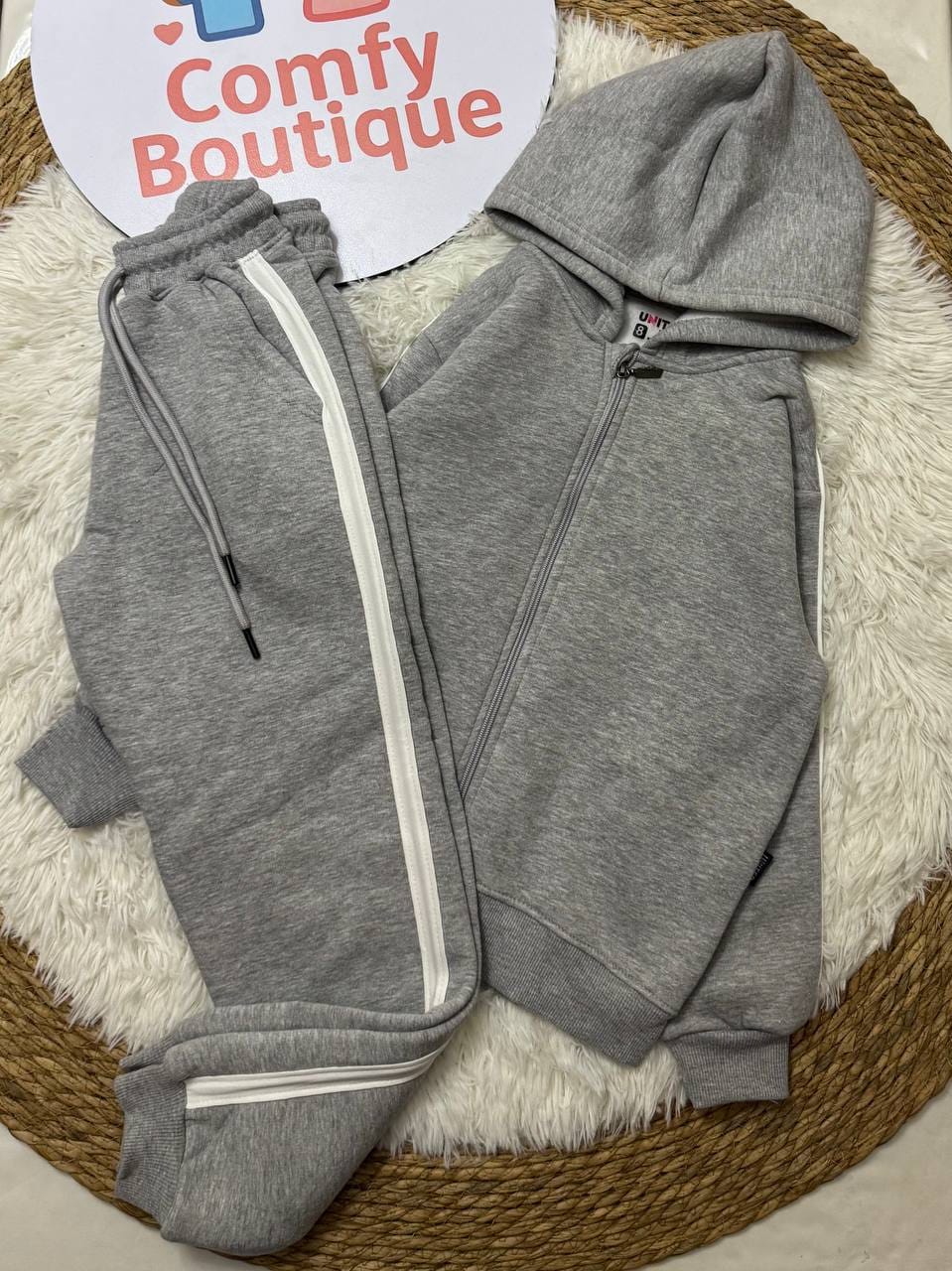 Grey Zip-Up Hoodie & Jogger Set