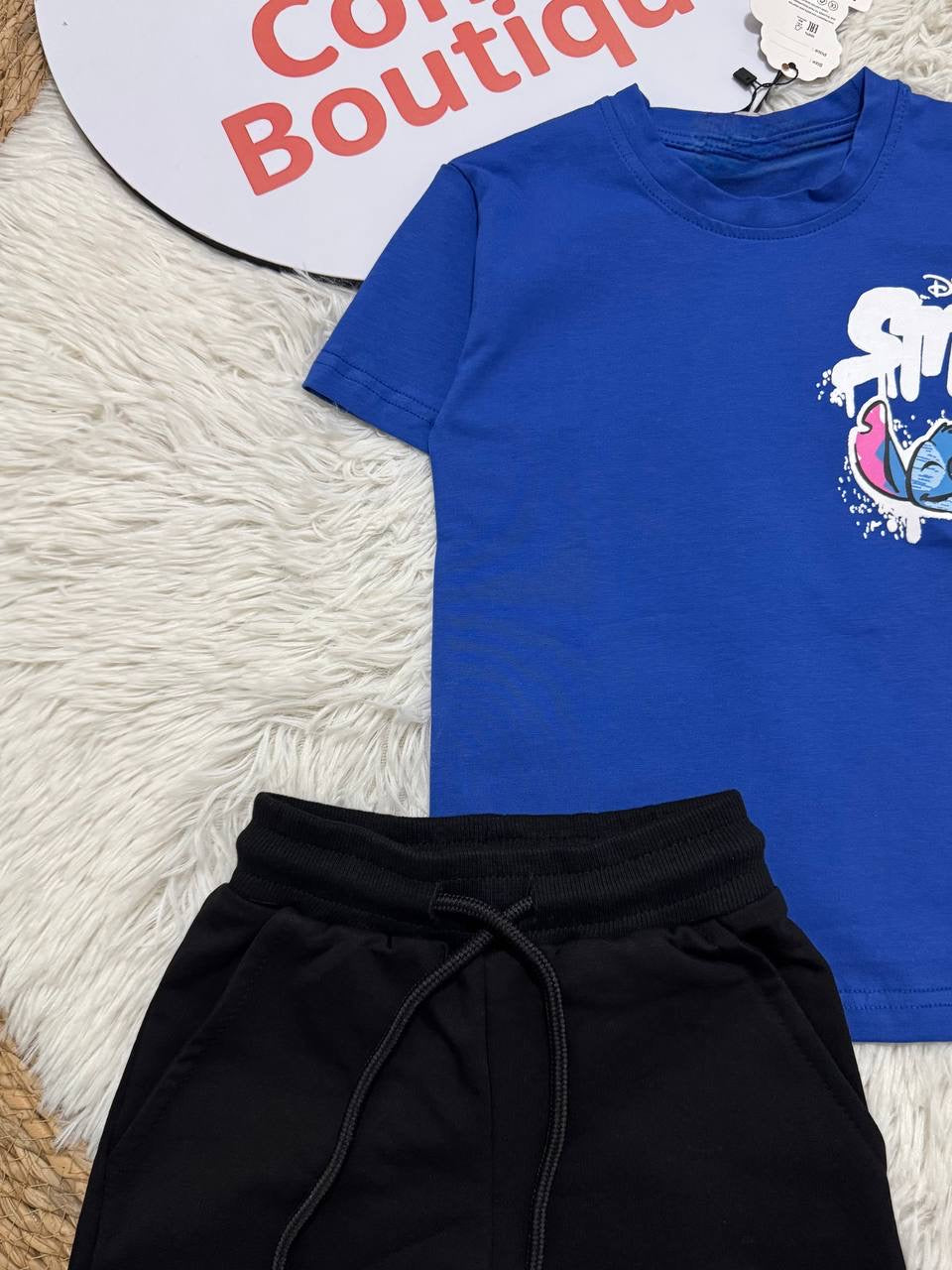 Disney Stitch Boys Summer Set – Blue T-Shirt & Black Shorts CZKB023