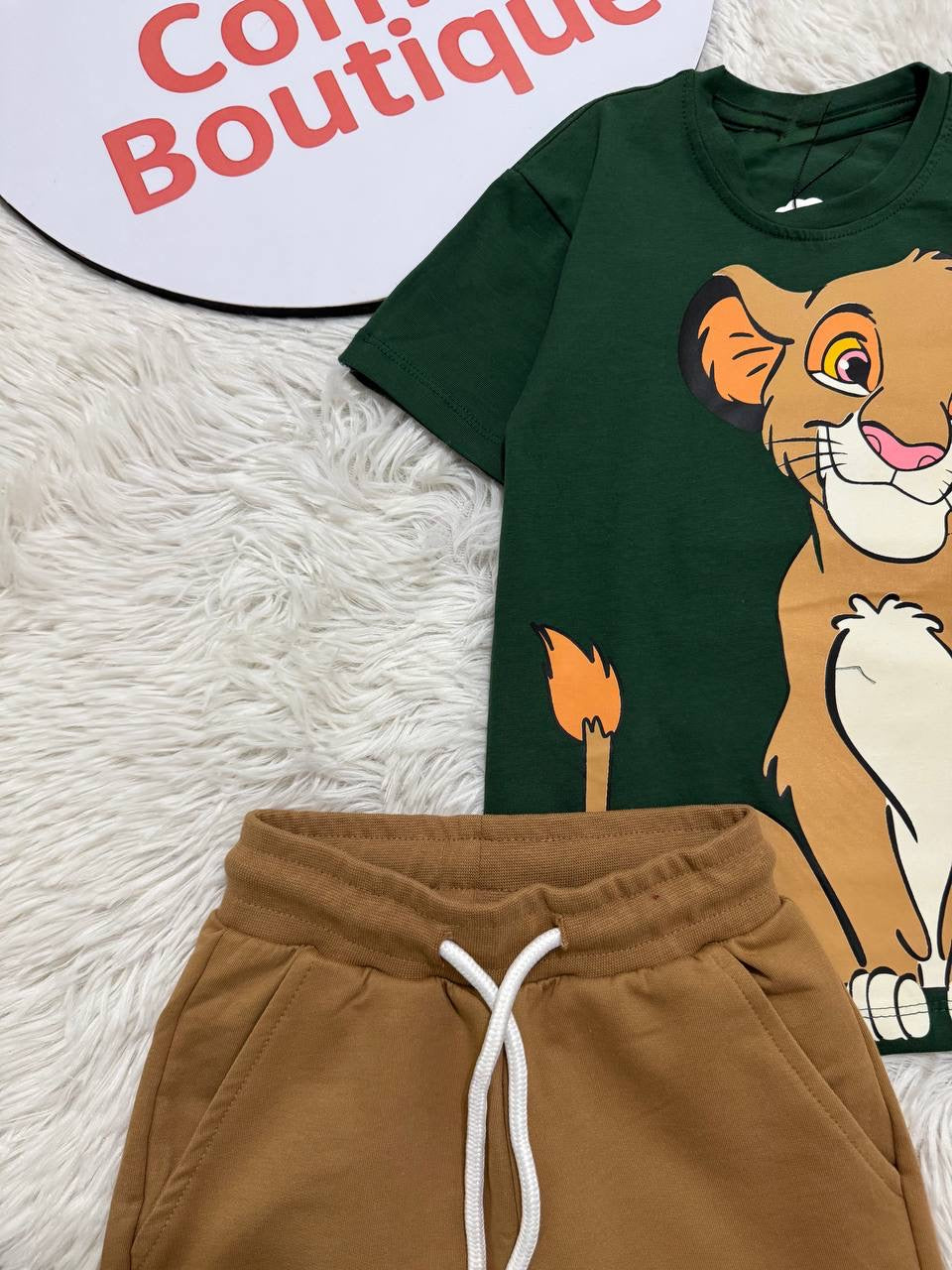 Lion King Boys Summer Set – Green T-Shirt & Camel Shorts CZKB022