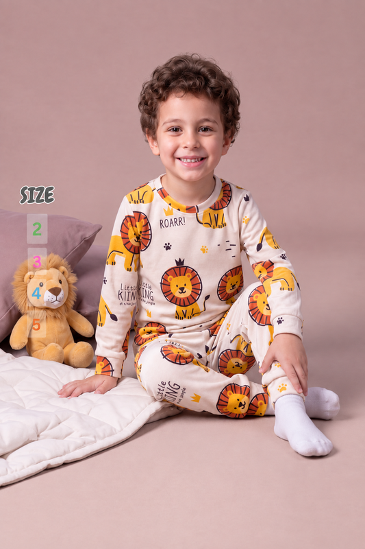 Boys' Lion "Roarr!" Soft Velvet Pajama Set : BK1-001B