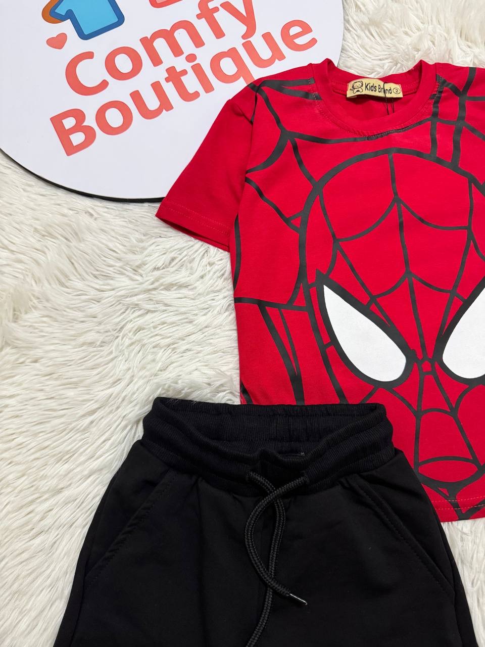 Spider-Man Boys Summer Set – Red T-Shirt & Black Shorts CZKB025