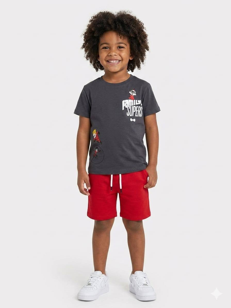 The Incredibles Boys Summer Set – Grey T-Shirt & Red Shorts  CZKB026