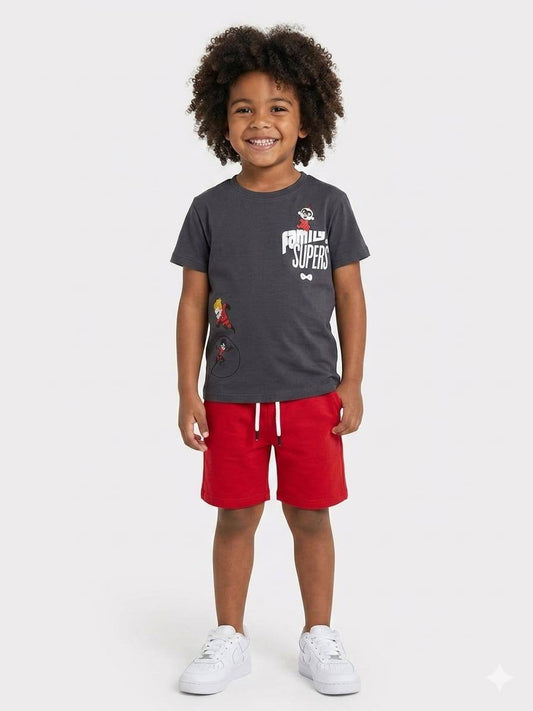 The Incredibles Boys Summer Set – Grey T-Shirt & Red Shorts  CZKB026