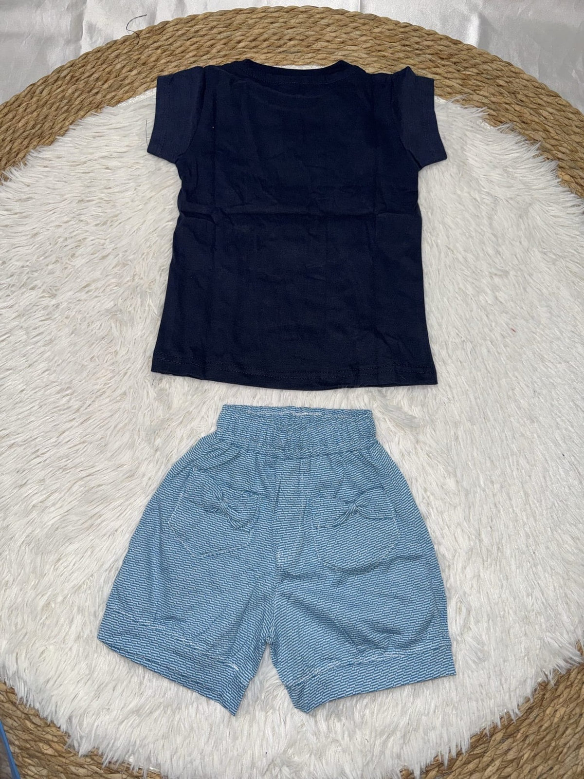 Sweet Navy Shorts Set – Girl (Text Graphic)