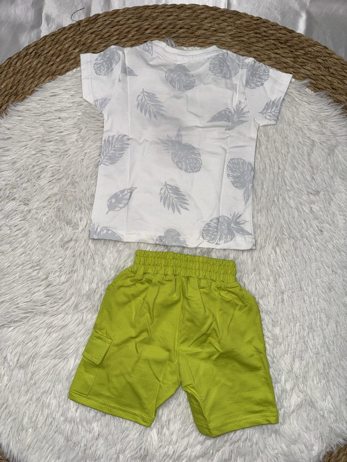 Los Angeles Lime Green Shorts Set – Boy (Palm Graphic)