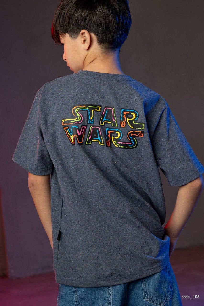 Boys Star Wars Oversized Graphic T-Shirt – Dark Grey Casual Cotton Tee|B1712